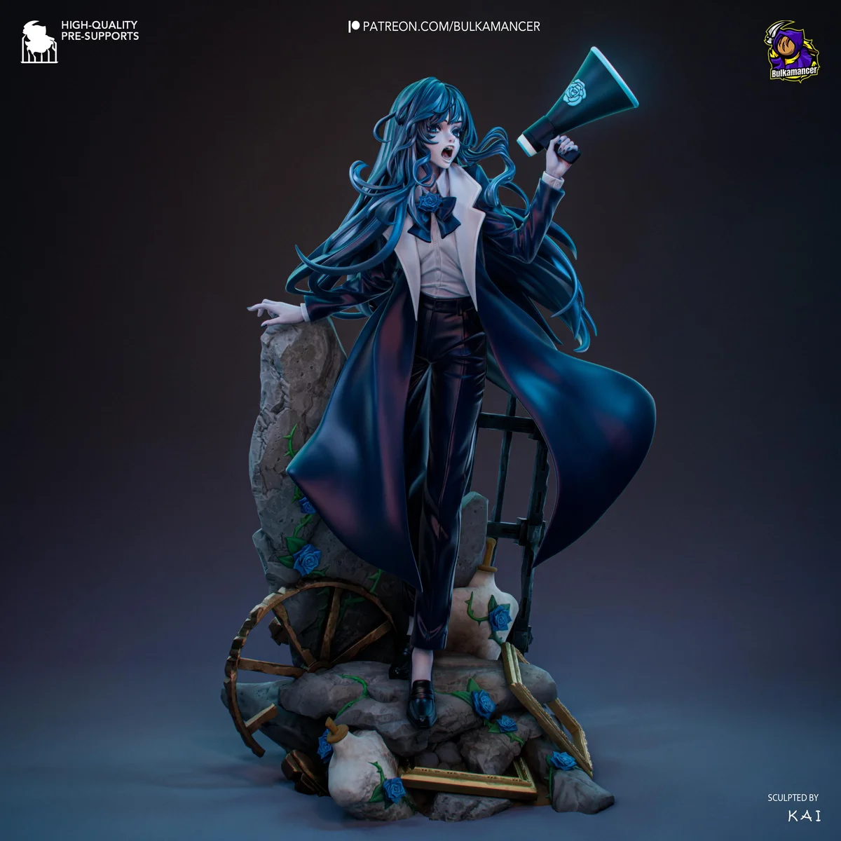 Chando Vocaloid Fan Art - Ado Utaite Japanese Singer Unpainted Resin Figurine Kit - 1/8 Scale 251mm 9.9in - 3D Printed Statue Fan Art — 5/10