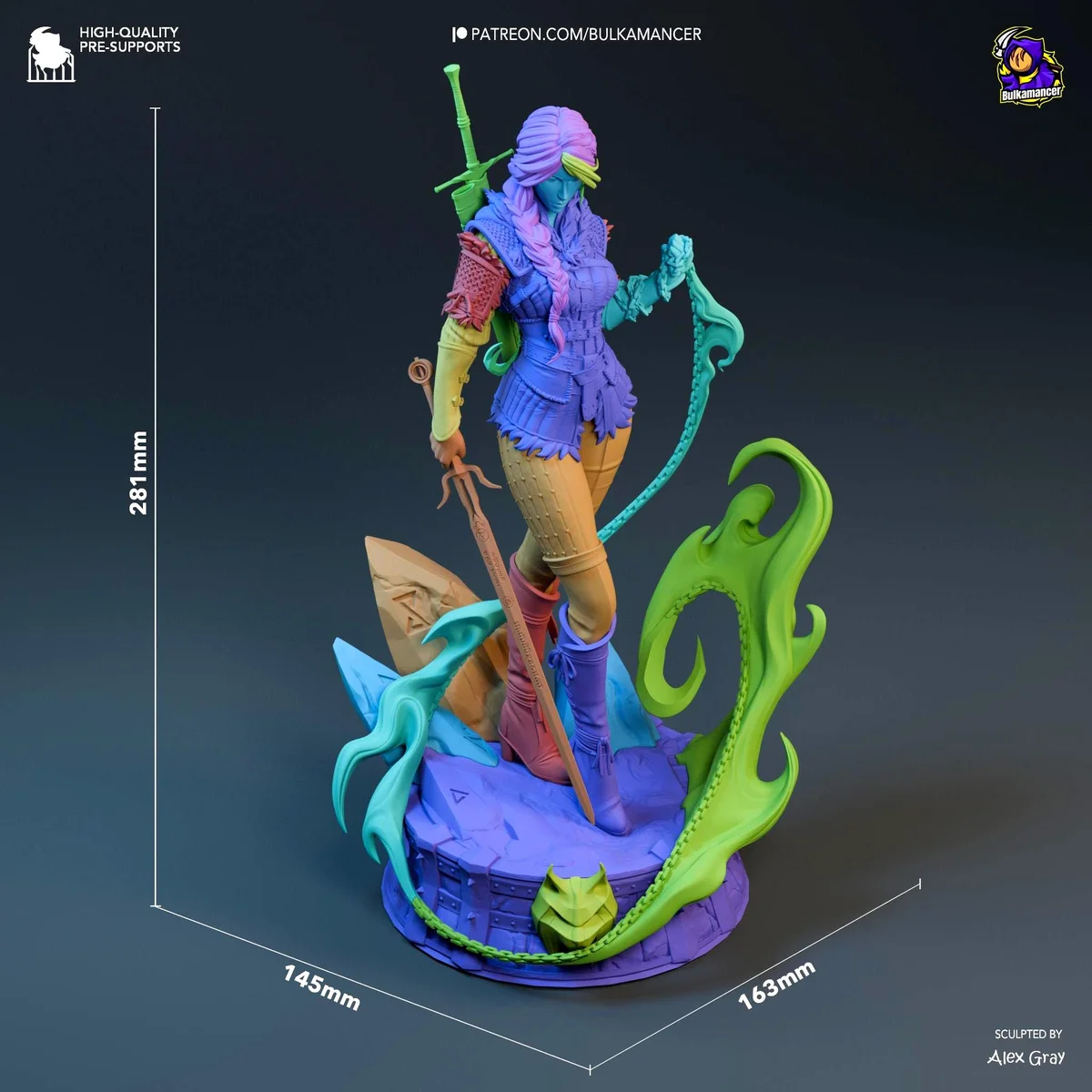 Ciri Cirilla Elder Blood Princess - The Witcher Unpainted Resin Figurine Kit - 1/8 Scale 281mm 11.1in - 3D Printed Statue Fan Art — 2/10