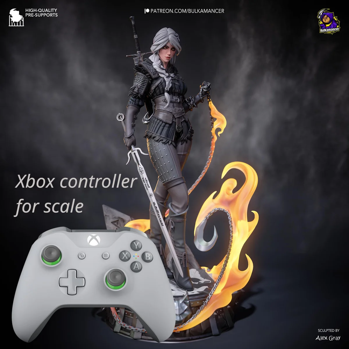 Ciri Cirilla Elder Blood Princess - The Witcher Unpainted Resin Figurine Kit - 1/8 Scale 281mm 11.1in - 3D Printed Statue Fan Art — 4/10