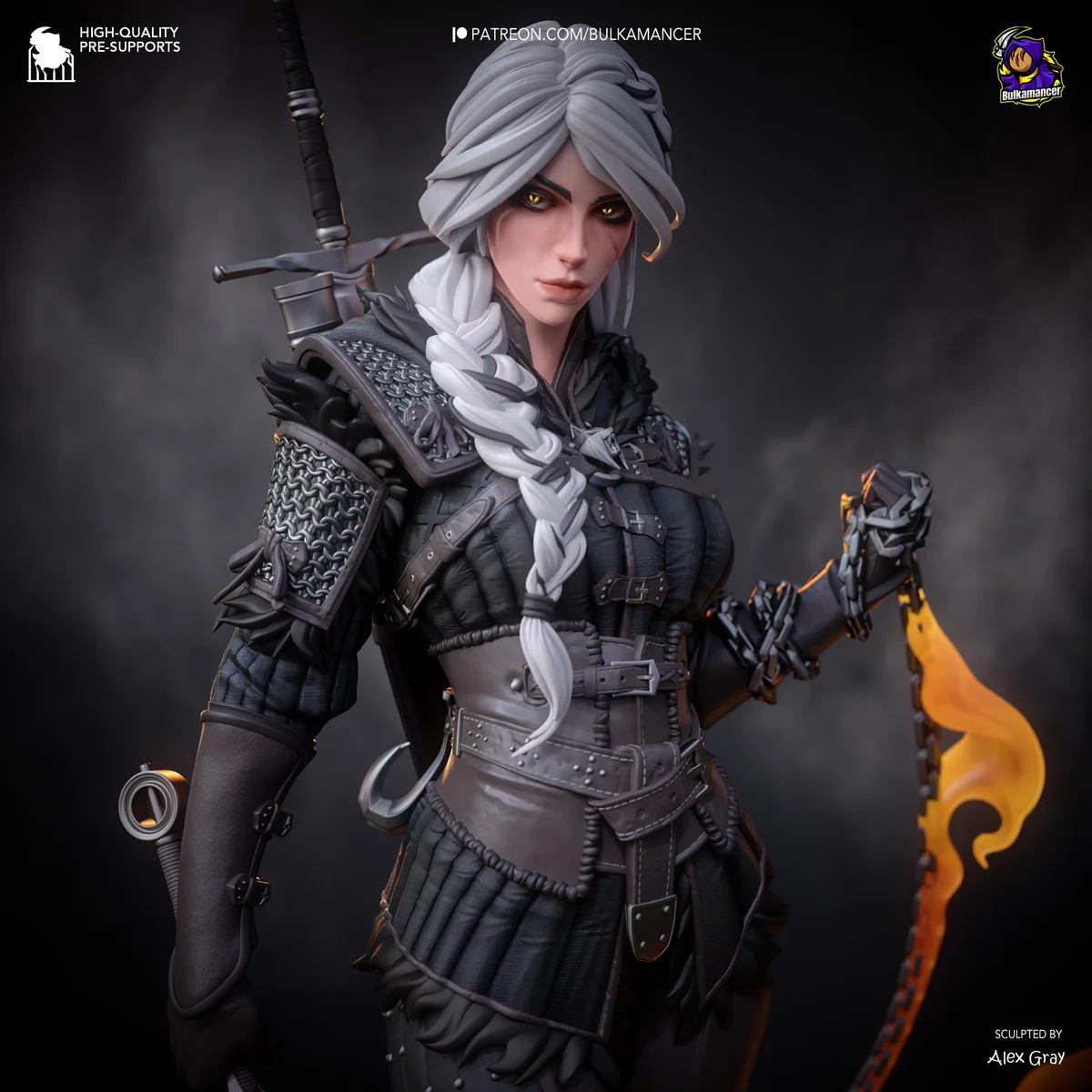 Ciri Cirilla Elder Blood Princess - The Witcher Unpainted Resin Figurine Kit - 1/8 Scale 281mm 11.1in - 3D Printed Statue Fan Art — 5/10