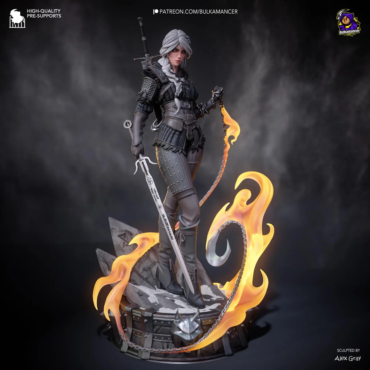 Ciri Cirilla Elder Blood Princess - The Witcher Unpainted Resin Figurine Kit - 1/8 Scale 281mm 11.1in - 3D Printed Statue Fan Art — 1/10