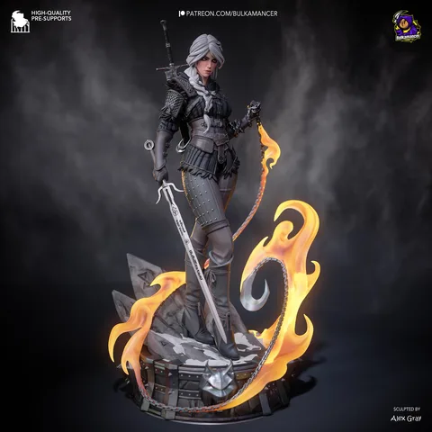 Ciri Cirilla Elder Blood Princess - The Witcher Unpainted Resin Figurine Kit - 1/8 Scale 281mm 11.1in - 3D Printed Statue Fan Art