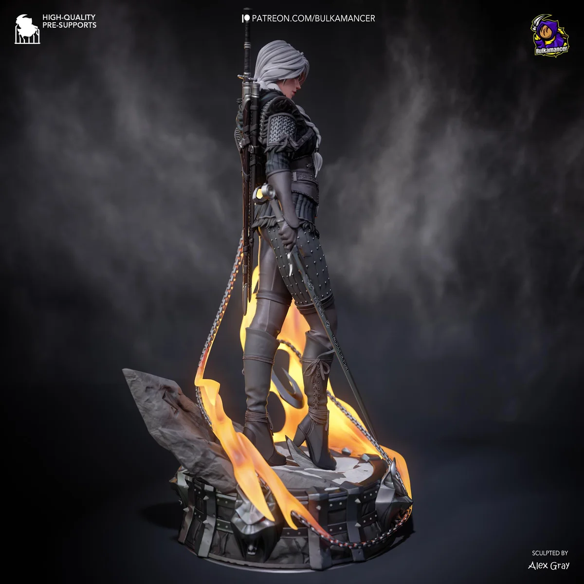 Ciri Cirilla Elder Blood Princess - The Witcher Unpainted Resin Figurine Kit - 1/8 Scale 281mm 11.1in - 3D Printed Statue Fan Art — 6/10
