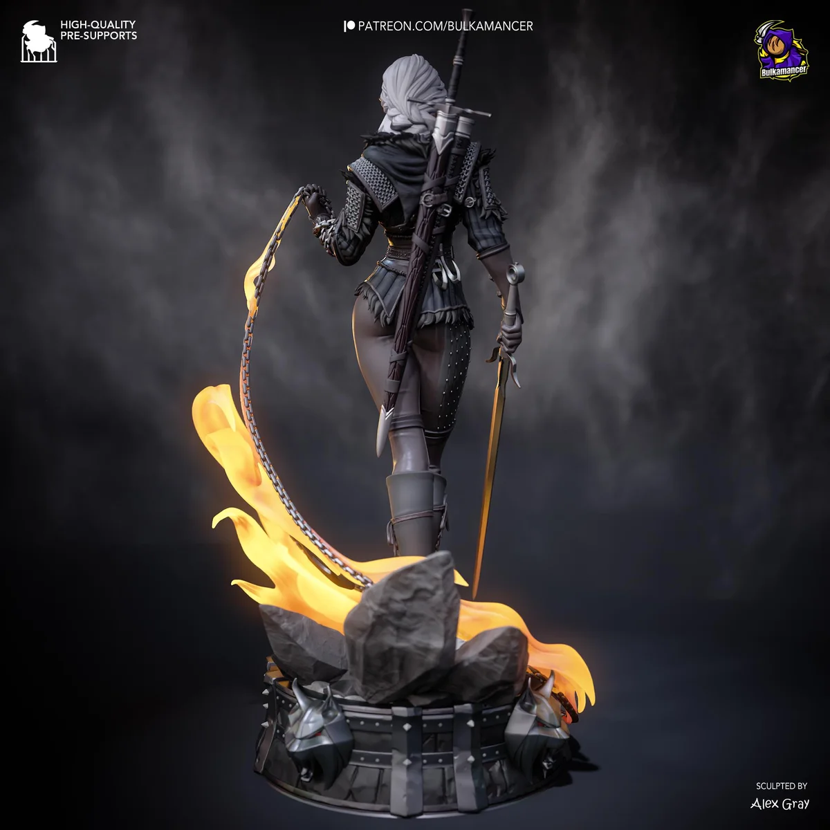 Ciri Cirilla Elder Blood Princess - The Witcher Unpainted Resin Figurine Kit - 1/8 Scale 281mm 11.1in - 3D Printed Statue Fan Art — 7/10