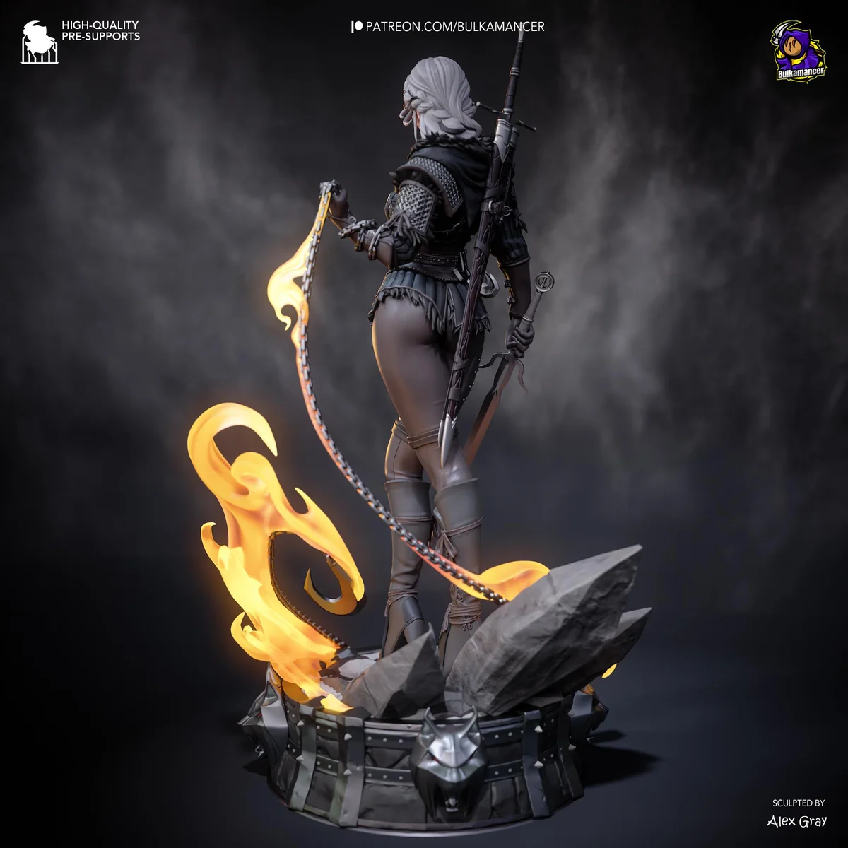 Ciri Cirilla Elder Blood Princess - The Witcher Unpainted Resin Figurine Kit - 1/8 Scale 281mm 11.1in - 3D Printed Statue Fan Art — 9/10