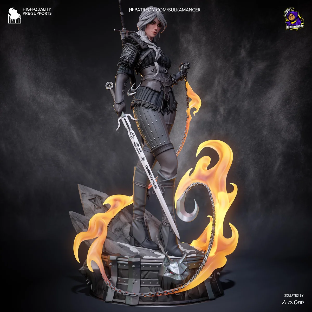 Ciri Cirilla Elder Blood Princess - The Witcher Unpainted Resin Figurine Kit - 1/8 Scale 281mm 11.1in - 3D Printed Statue Fan Art — 10/10