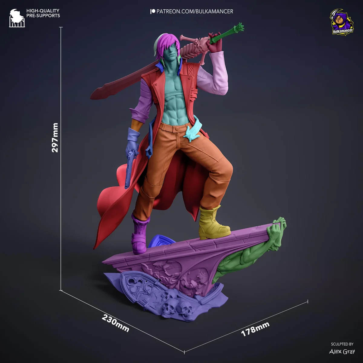 Dante Rebellion Gunslinger - Devil May Cry 3 Unpainted Resin Figurine Kit - 1/8 Scale 297mm 11.7in - 3D Printed Statue Fan Art — 2/10