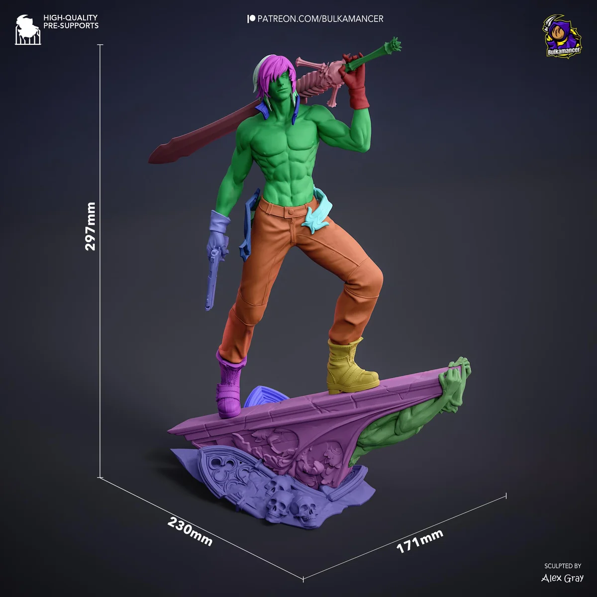 Dante Rebellion Gunslinger - Devil May Cry 3 Unpainted Resin Figurine Kit - 1/8 Scale 297mm 11.7in - 3D Printed Statue Fan Art — 3/10