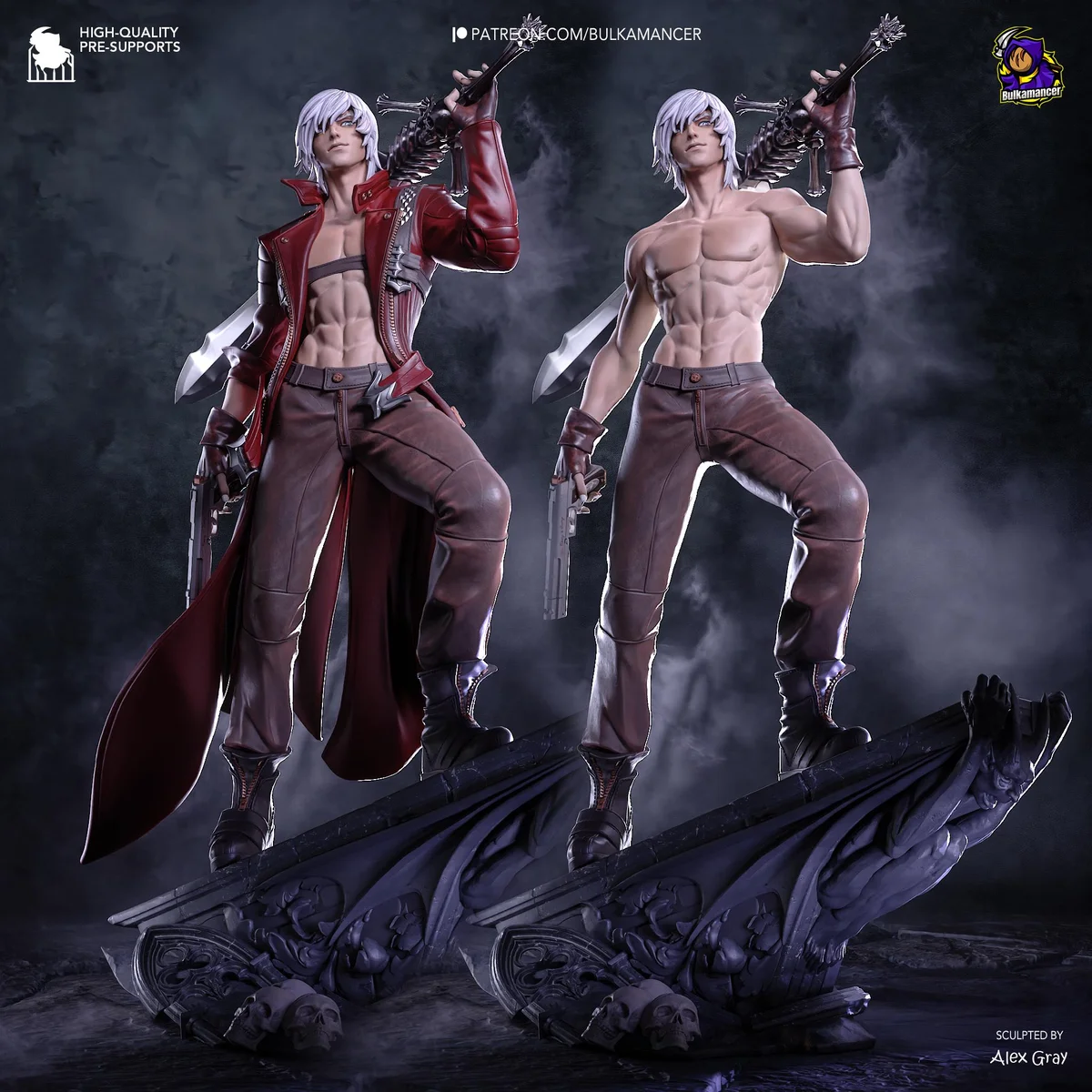 Dante Rebellion Gunslinger - Devil May Cry 3 Unpainted Resin Figurine Kit - 1/8 Scale 297mm 11.7in - 3D Printed Statue Fan Art — 6/10