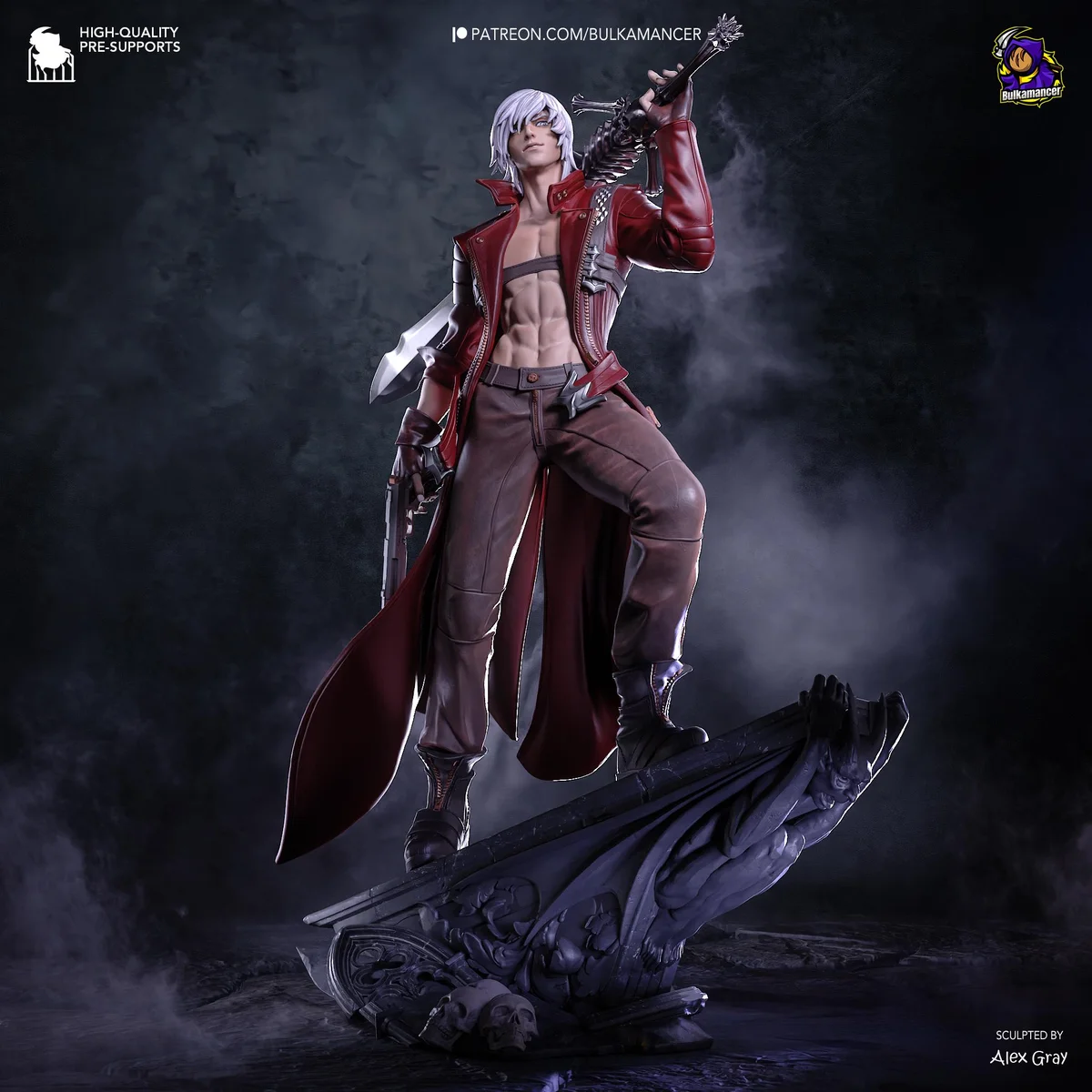 Dante Rebellion Gunslinger - Devil May Cry 3 Unpainted Resin Figurine Kit - 1/8 Scale 297mm 11.7in - 3D Printed Statue Fan Art — 1/10