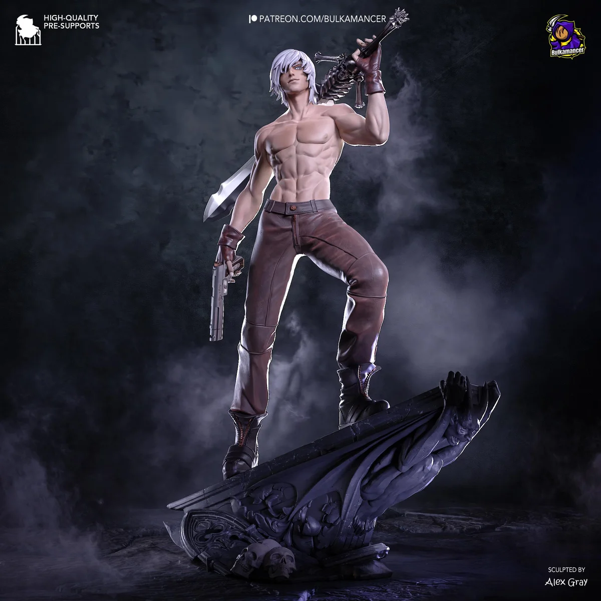 Dante Rebellion Gunslinger - Devil May Cry 3 Unpainted Resin Figurine Kit - 1/8 Scale 297mm 11.7in - 3D Printed Statue Fan Art — 7/10
