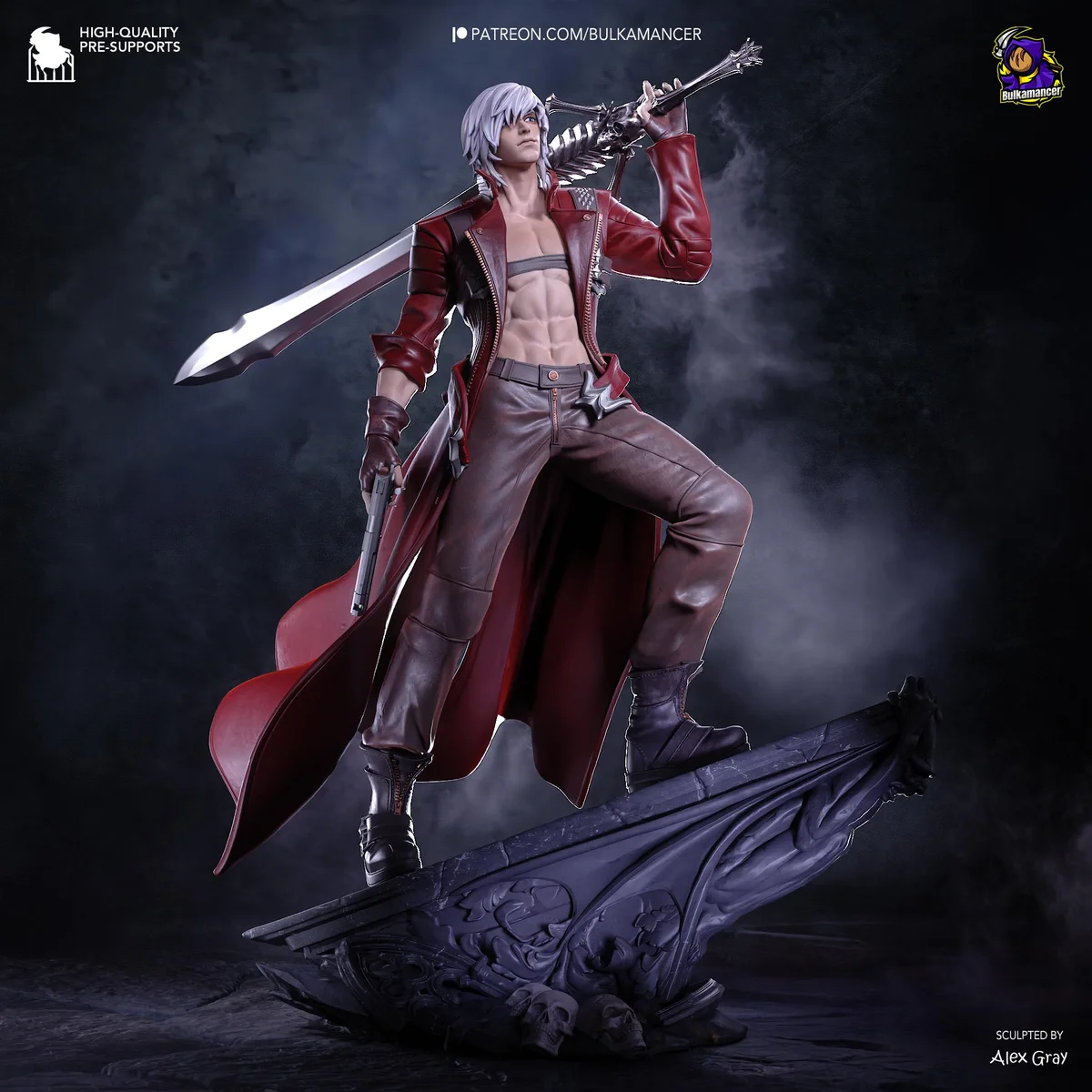 Dante Rebellion Gunslinger - Devil May Cry 3 Unpainted Resin Figurine Kit - 1/8 Scale 297mm 11.7in - 3D Printed Statue Fan Art — 8/10
