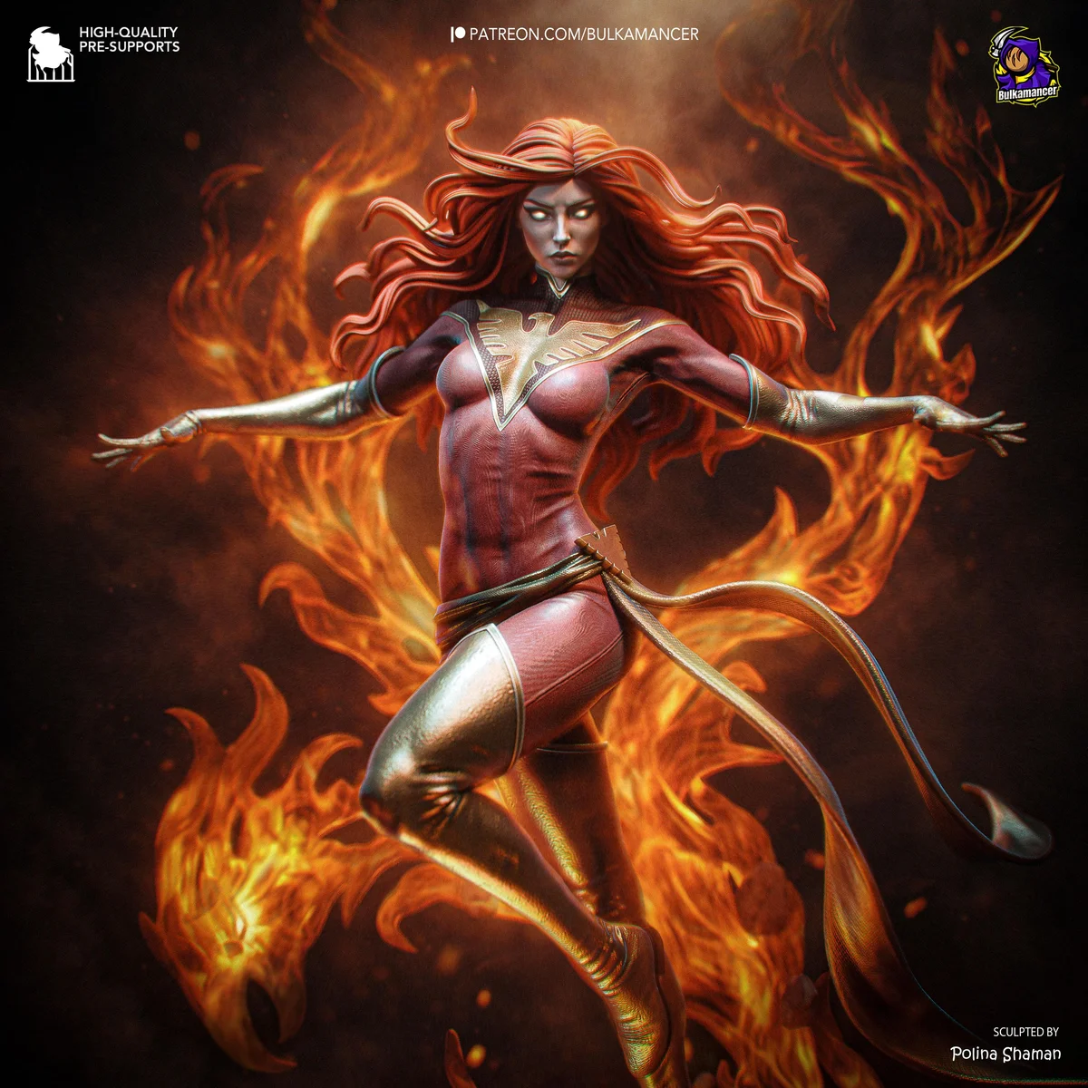 Dark Phoenix Jean Grey Mutant Comics - X-Men Marvel Phoenix Force Unpainted Resin Figurine Kit - 1/8 Scale 318mm 12.5in - 3D Printed Statue — 4/10