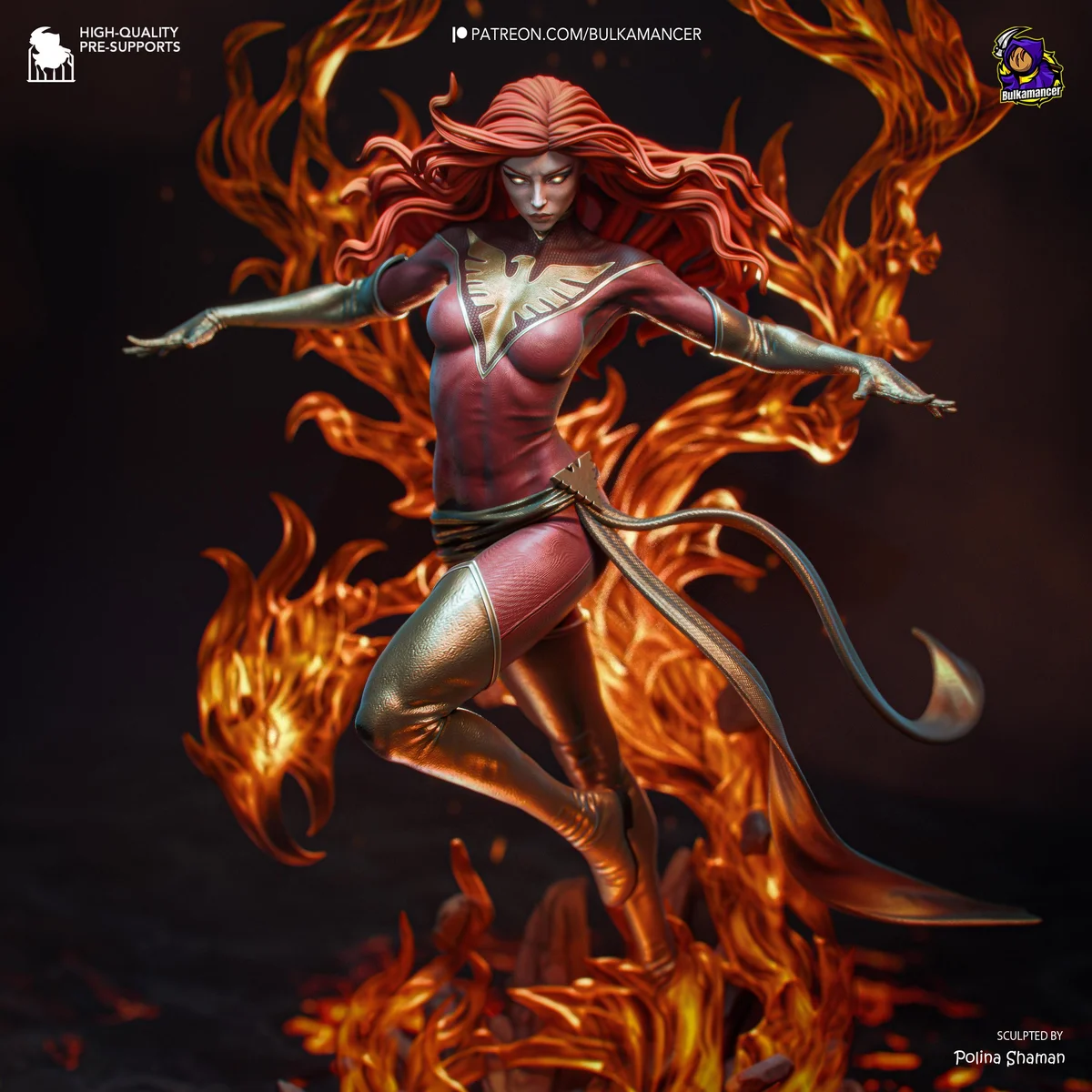 Dark Phoenix Jean Grey Mutant Comics - X-Men Marvel Phoenix Force Unpainted Resin Figurine Kit - 1/8 Scale 318mm 12.5in - 3D Printed Statue — 5/10