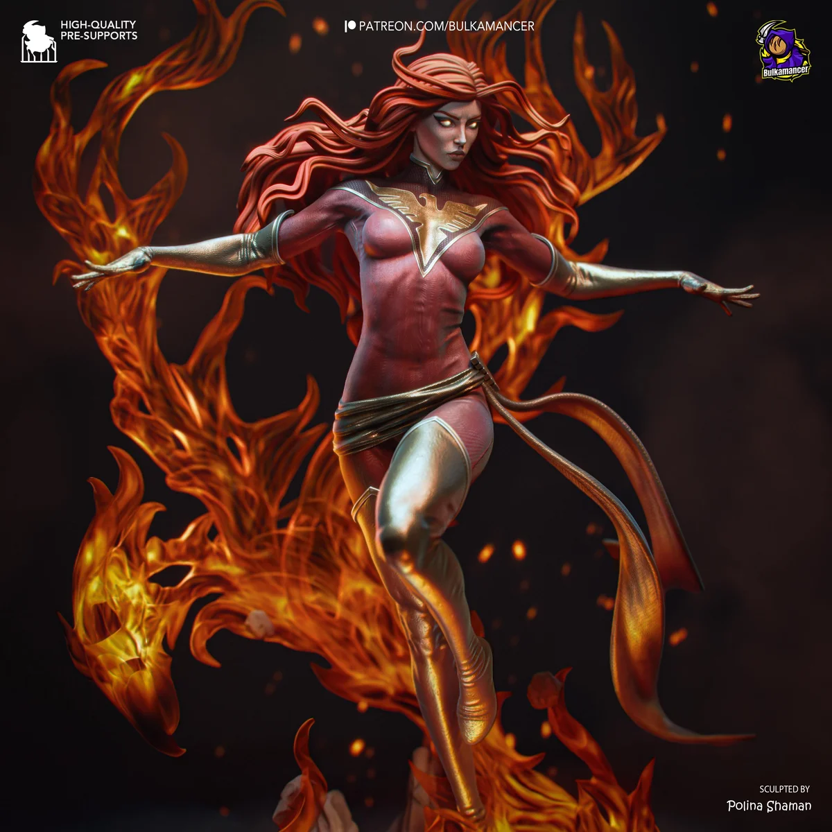 Dark Phoenix Jean Grey Mutant Comics - X-Men Marvel Phoenix Force Unpainted Resin Figurine Kit - 1/8 Scale 318mm 12.5in - 3D Printed Statue — 6/10
