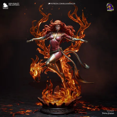 Dark Phoenix Jean Grey Mutant Comics - X-Men Marvel Phoenix Force Unpainted Resin Figurine Kit - 1/8 Scale 318mm 12.5in - 3D Printed Statue