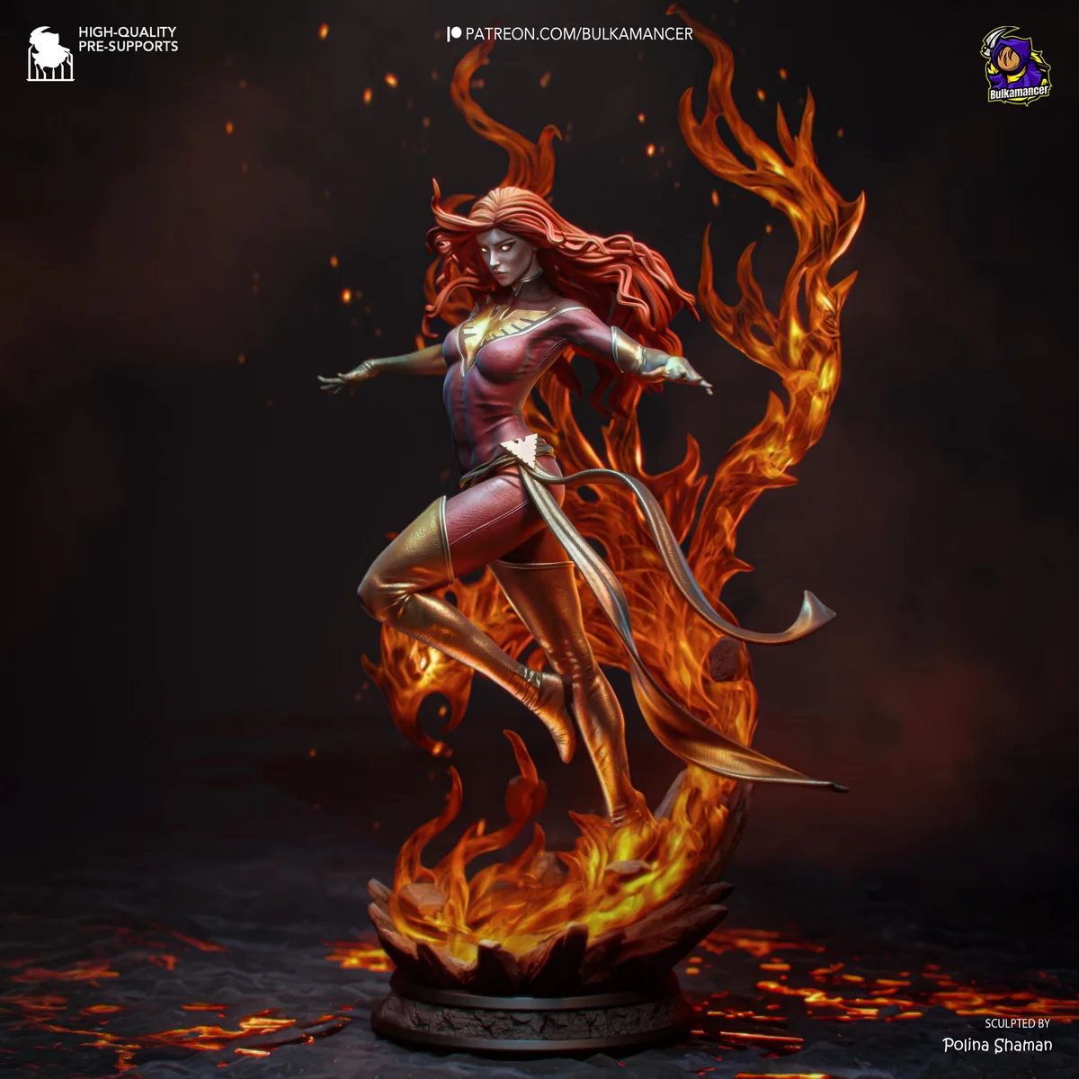 Dark Phoenix Jean Grey Mutant Comics - X-Men Marvel Phoenix Force Unpainted Resin Figurine Kit - 1/8 Scale 318mm 12.5in - 3D Printed Statue — 7/10