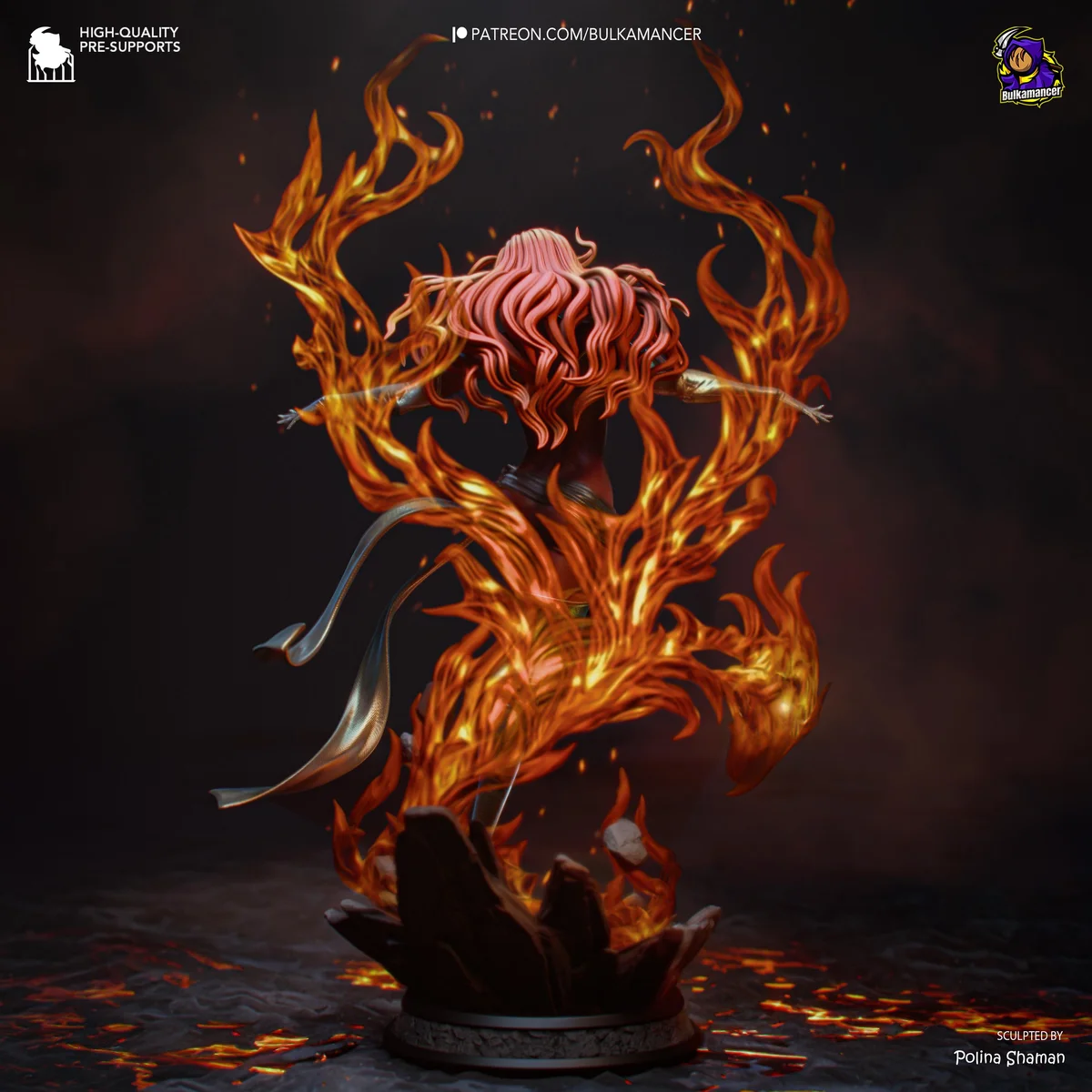 Dark Phoenix Jean Grey Mutant Comics - X-Men Marvel Phoenix Force Unpainted Resin Figurine Kit - 1/8 Scale 318mm 12.5in - 3D Printed Statue — 8/10