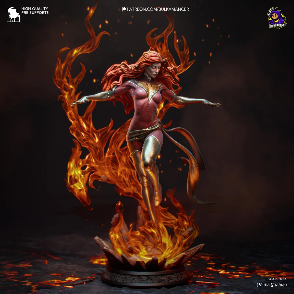 Dark Phoenix Jean Grey Mutant Comics - X-Men Marvel Phoenix Force Unpainted Resin Figurine Kit - 1/8 Scale 318mm 12.5in - 3D Printed Statue — 10/10