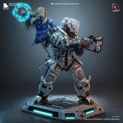 Diana and Hugh Diorama - Pragmata Unpainted Resin Figurine Kit - 1/8 Scale 300mm 11.8in - 3D Printed Statue Fan Art