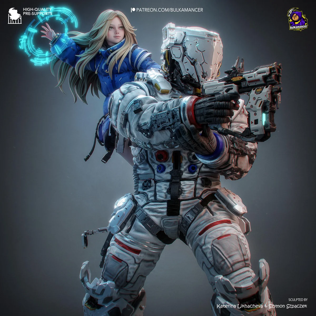 Diana and Hugh Diorama - Pragmata Unpainted Resin Figurine Kit - 1/8 Scale 300mm 11.8in - 3D Printed Statue Fan Art — 9/10