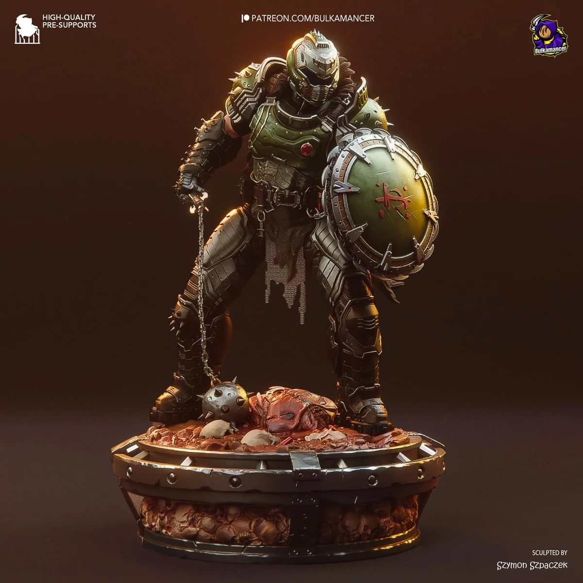 Doom Slayer - DOOM The Dark Ages Unpainted Resin Figurine Kit - 1/8 Scale 299mm 11.8in - 3D Printed Statue Fan Art — 1/10