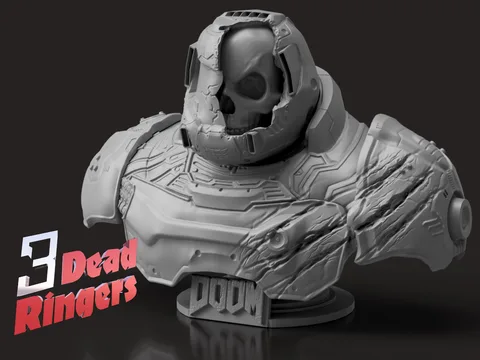 Doom Slayer FPS Icon - DOOM Unpainted Resin Bust Kit - 1/8 Scale - 3D Printed Statue Fan Art