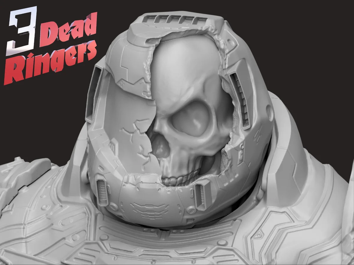 Doom Slayer FPS Icon - DOOM Unpainted Resin Bust Kit - 1/8 Scale - 3D Printed Statue Fan Art — 2/6