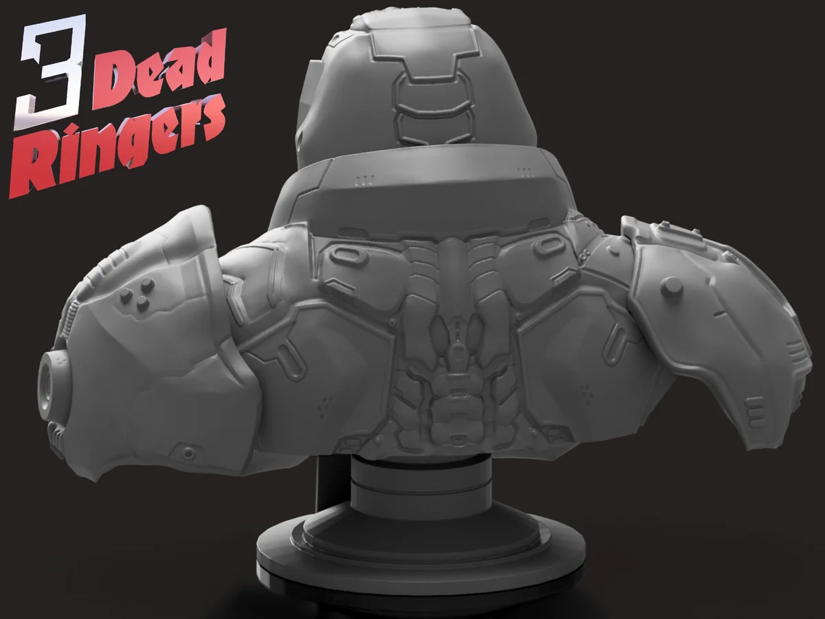 Doom Slayer FPS Icon - DOOM Unpainted Resin Bust Kit - 1/8 Scale - 3D Printed Statue Fan Art — 3/6
