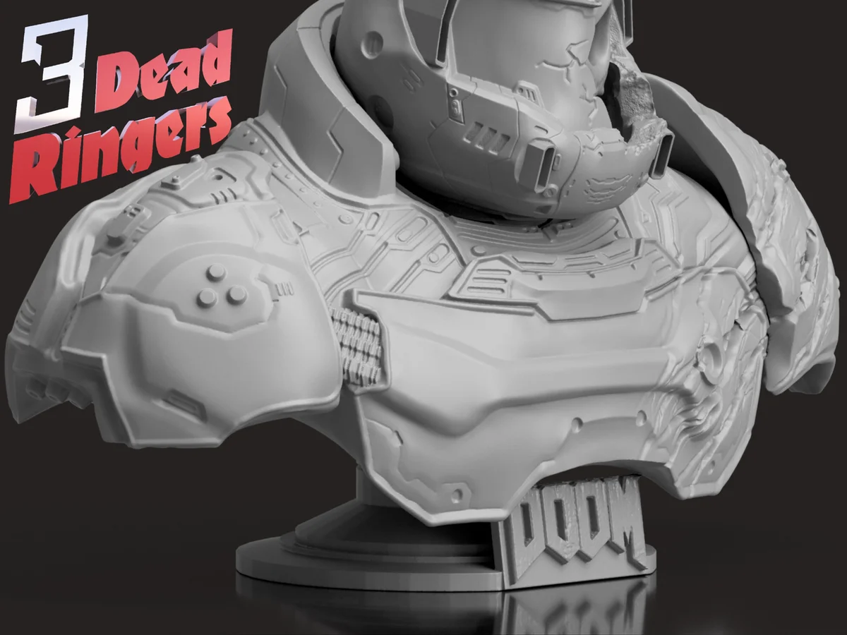 Doom Slayer FPS Icon - DOOM Unpainted Resin Bust Kit - 1/8 Scale - 3D Printed Statue Fan Art — 4/6