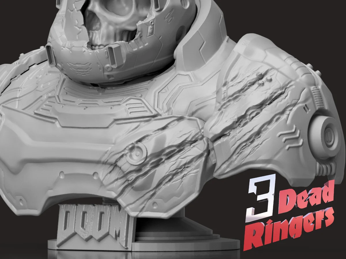 Doom Slayer FPS Icon - DOOM Unpainted Resin Bust Kit - 1/8 Scale - 3D Printed Statue Fan Art — 5/6