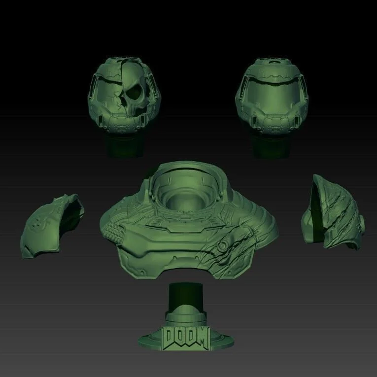 Doom Slayer FPS Icon - DOOM Unpainted Resin Bust Kit - 1/8 Scale - 3D Printed Statue Fan Art — 6/6