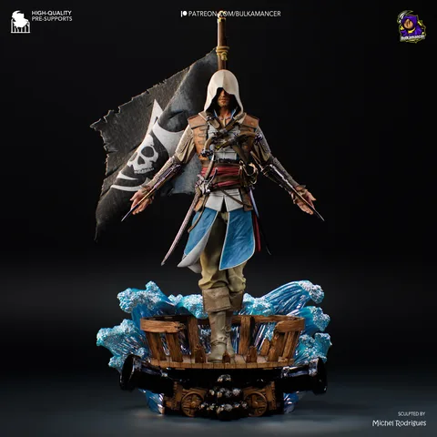 Edward Kenway Pirate Assassin - Assassin's Creed Black Flag Unpainted Resin Figurine Kit - 1/8 Scale 316mm 12.4in - 3D Printed Statue