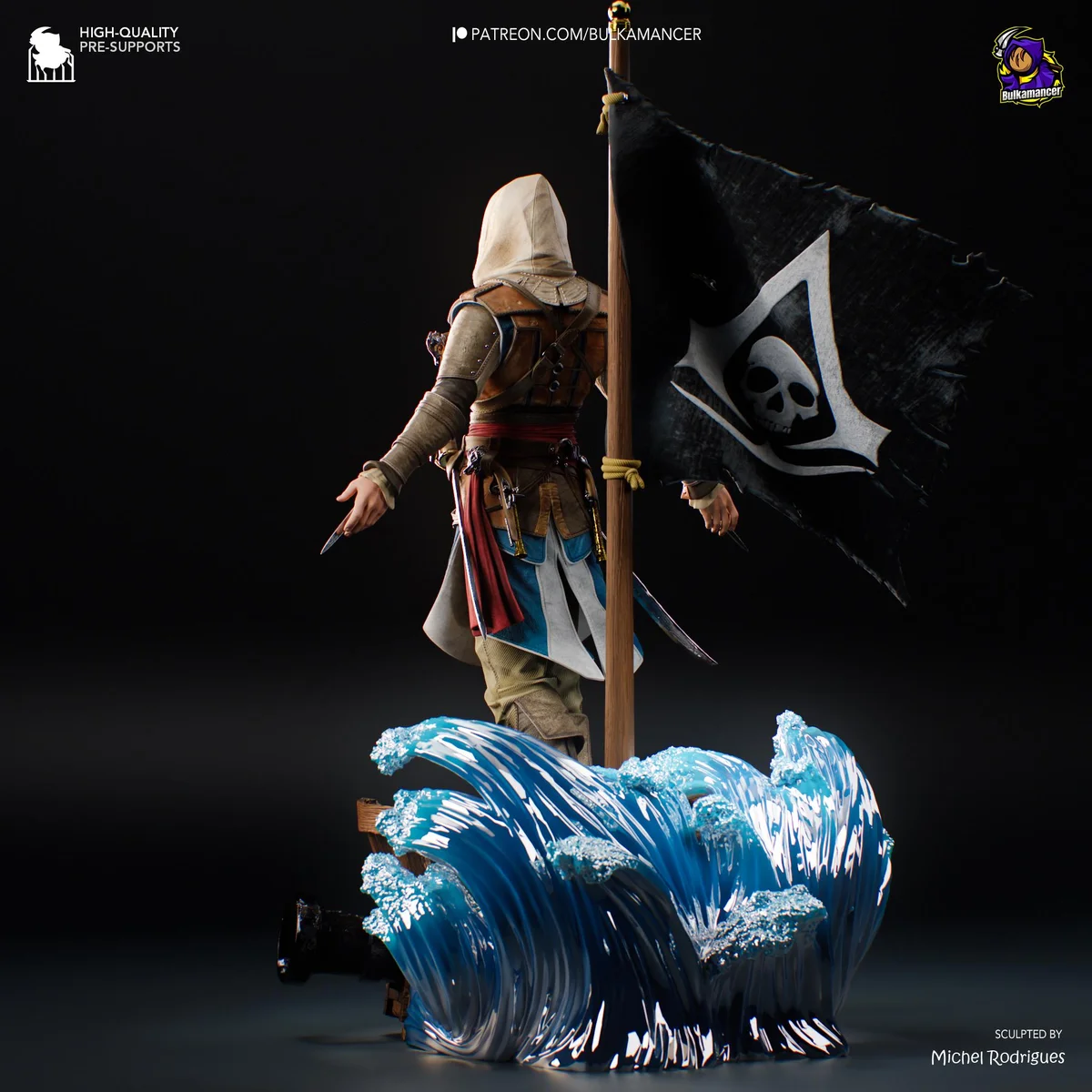 Edward Kenway Pirate Assassin - Assassin's Creed Black Flag Unpainted Resin Figurine Kit - 1/8 Scale 316mm 12.4in - 3D Printed Statue — 9/10