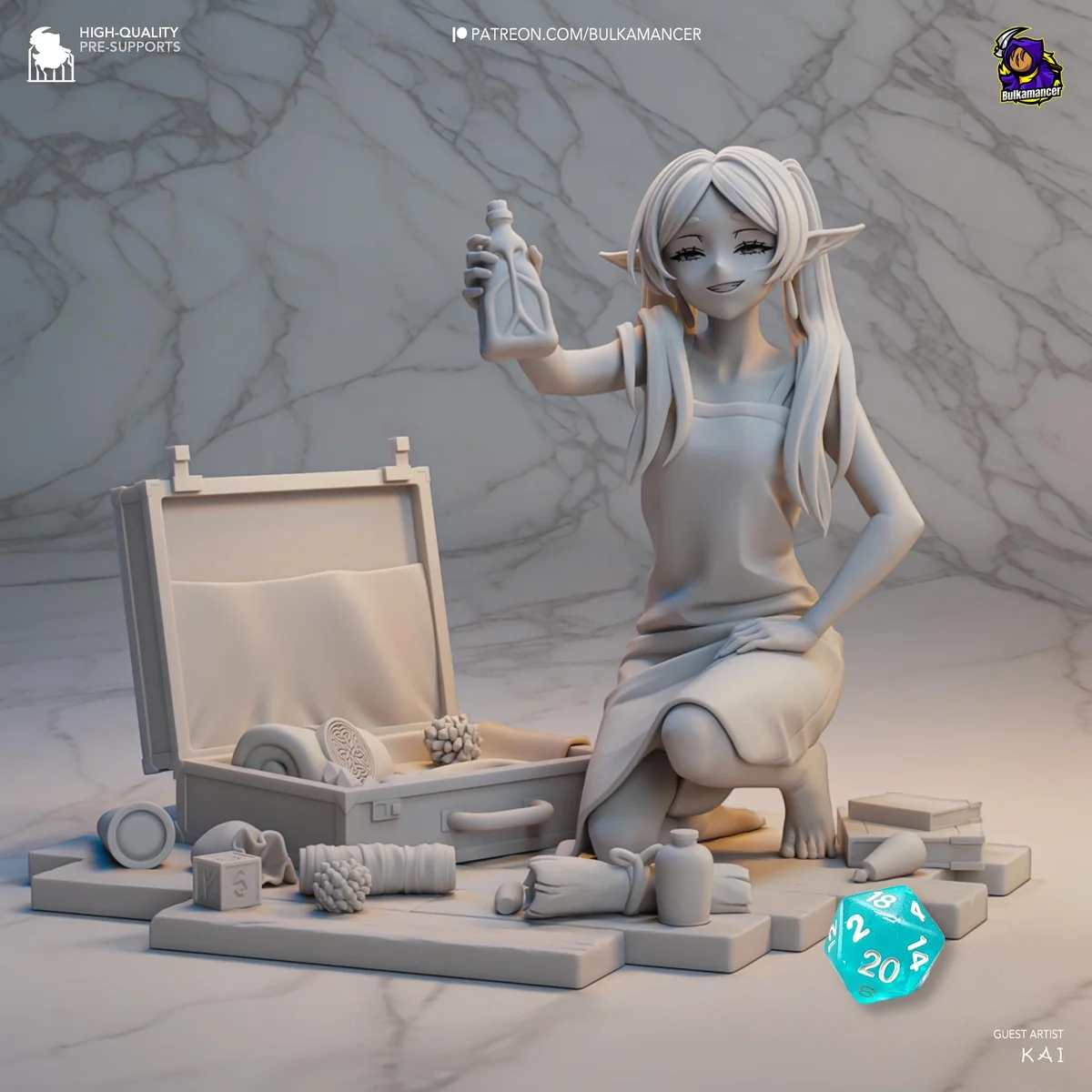 Frieren Elven Mage Anime - Frieren Beyond Journey's End Unpainted Resin Figurine Kit - 1/8 Scale 133mm 5.2in - 3D Printed Statue Fan Art — 4/10