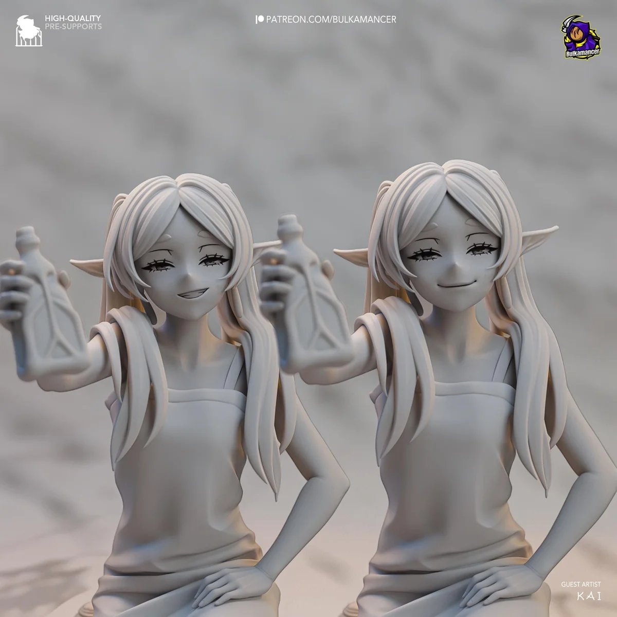 Frieren Elven Mage Anime - Frieren Beyond Journey's End Unpainted Resin Figurine Kit - 1/8 Scale 133mm 5.2in - 3D Printed Statue Fan Art — 5/10