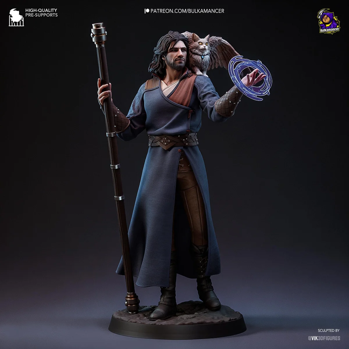 Gale of Waterdeep Human Wizard - Baldur's Gate 3 BG3 Unpainted Resin Figurine Kit - 1/8 Scale 255mm 10.0in - 3D Printed Statue Fan Art — 1/10