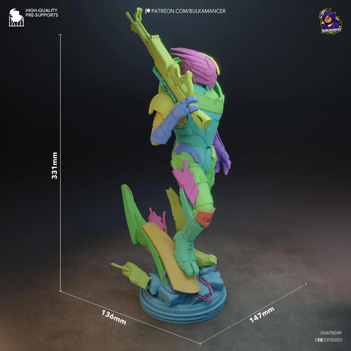 Garrus Vakarian Turian Spectre - Mass Effect Unpainted Resin Figurine Kit - 1/8 Scale 331mm 13.0in - 3D Printed Statue Fan Art — 2/10