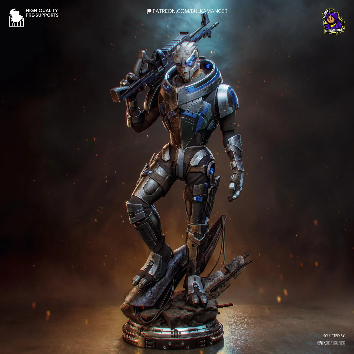 Garrus Vakarian Turian Spectre - Mass Effect Unpainted Resin Figurine Kit - 1/8 Scale 331mm 13.0in - 3D Printed Statue Fan Art — 1/10