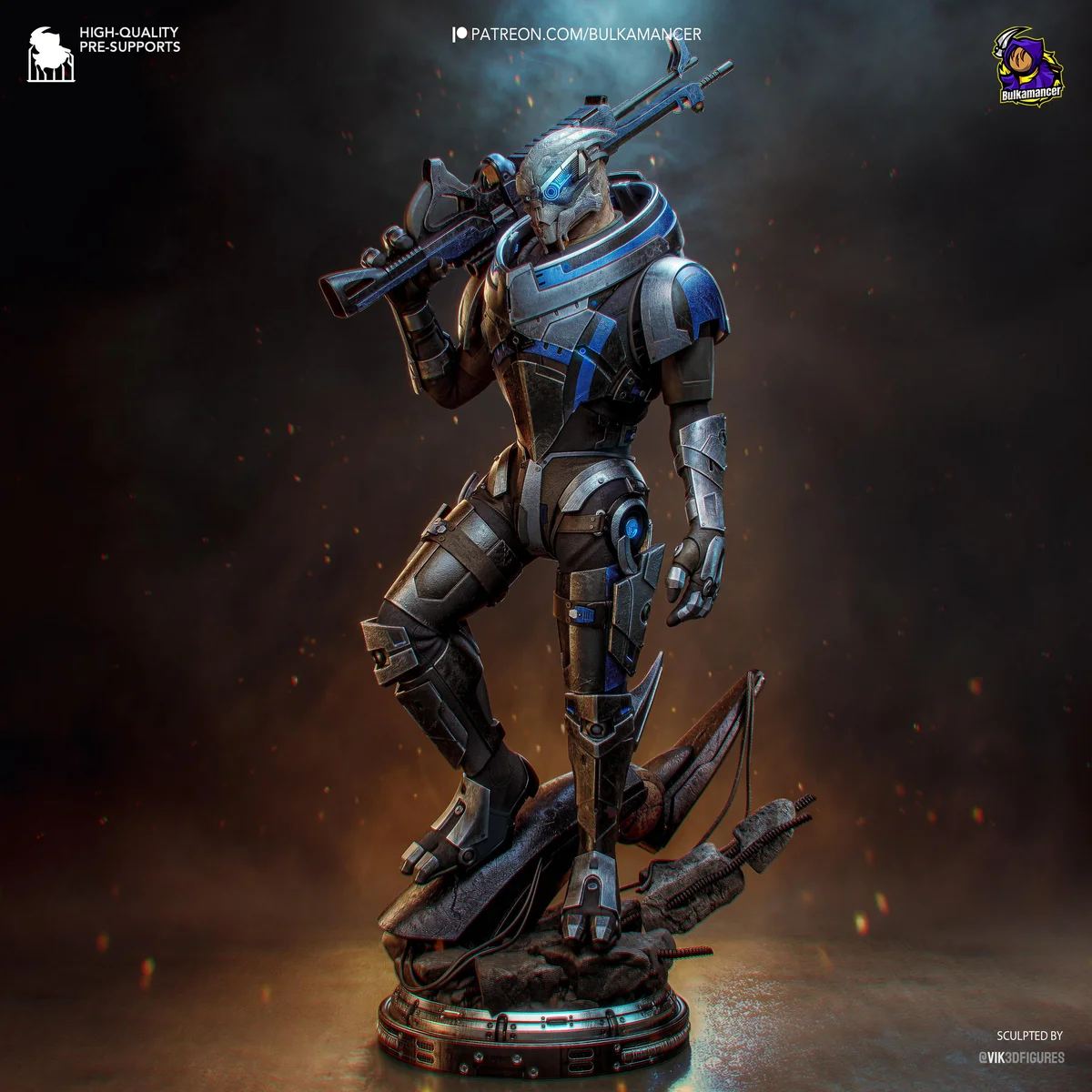 Garrus Vakarian Turian Spectre - Mass Effect Unpainted Resin Figurine Kit - 1/8 Scale 331mm 13.0in - 3D Printed Statue Fan Art — 5/10