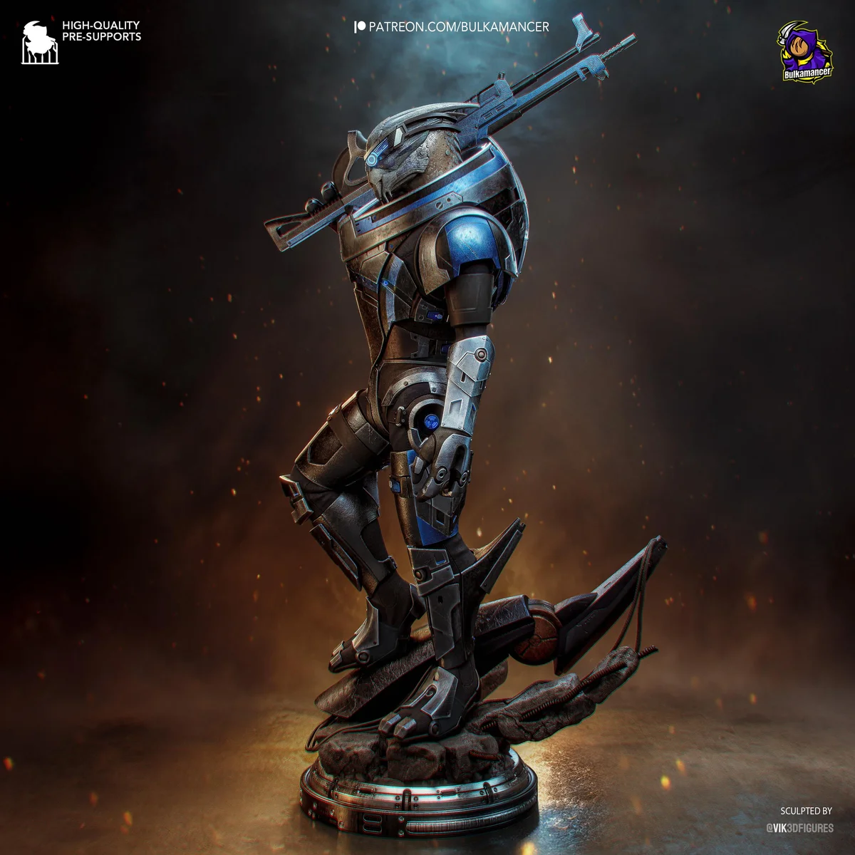 Garrus Vakarian Turian Spectre - Mass Effect Unpainted Resin Figurine Kit - 1/8 Scale 331mm 13.0in - 3D Printed Statue Fan Art — 6/10