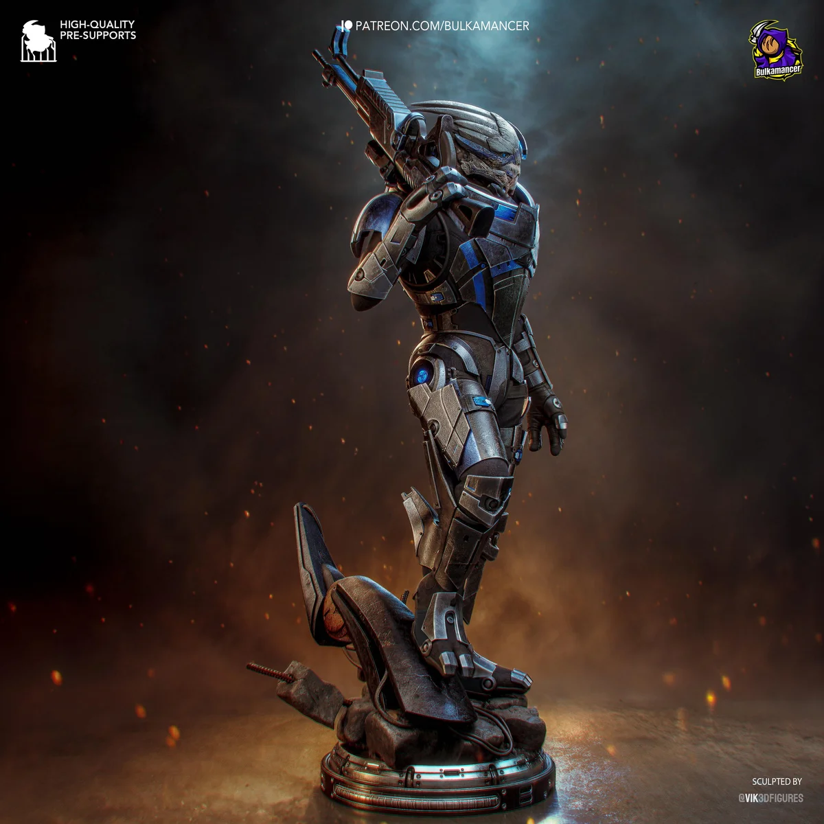 Garrus Vakarian Turian Spectre - Mass Effect Unpainted Resin Figurine Kit - 1/8 Scale 331mm 13.0in - 3D Printed Statue Fan Art — 9/10