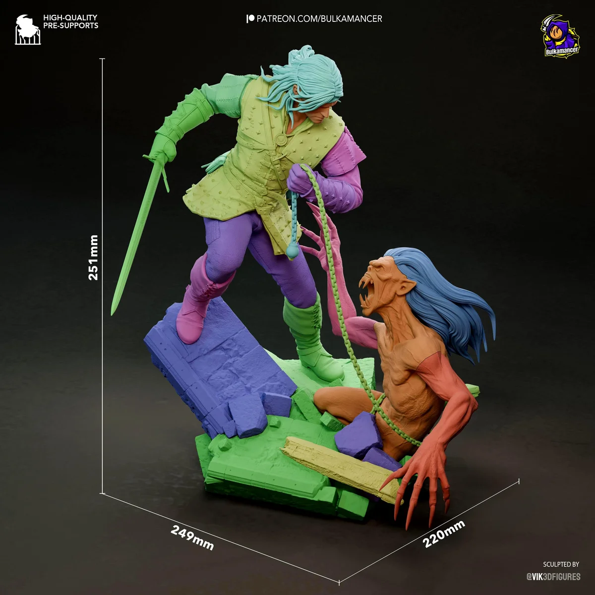 Geralt of Rivia White Wolf Monster Hunter Witcher - The Witcher Unpainted Resin Figurine Kit - 1/8 Scale 251mm 9.9in - 3D Printed Statue — 2/10