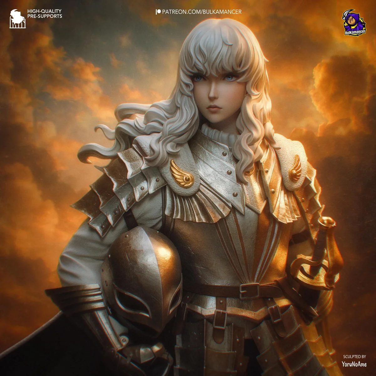 Griffith White Hawk - Berserk Golden Age Arc Unpainted Resin Figurine Kit - 1/8 Scale 243mm 9.6in - 3D Printed Statue Fan Art — 4/10