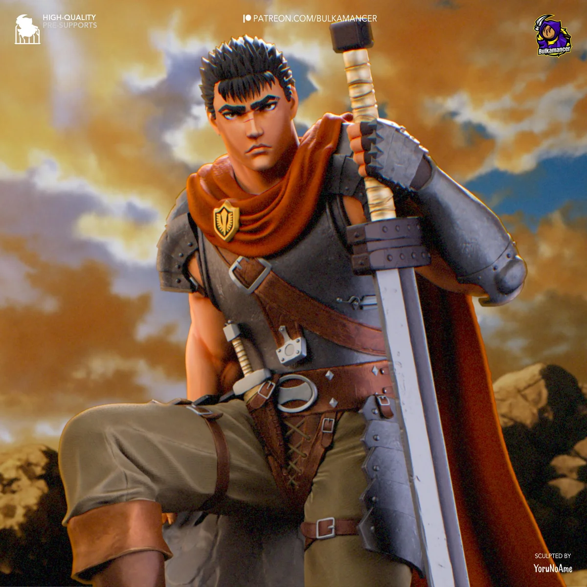 Guts Black Swordsman Band of the Hawk Knight - Berserk Golden Age Arc Unpainted Resin Figurine Kit - 1/8 Scale 263mm 10.4in - Statue — 4/10