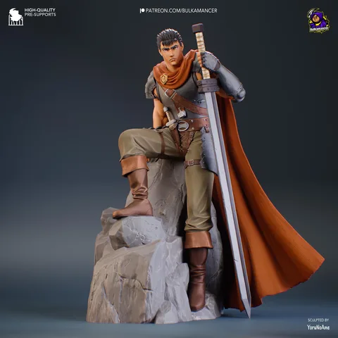 Guts Black Swordsman Band of the Hawk Knight - Berserk Golden Age Arc Unpainted Resin Figurine Kit - 1/8 Scale 263mm 10.4in - Statue