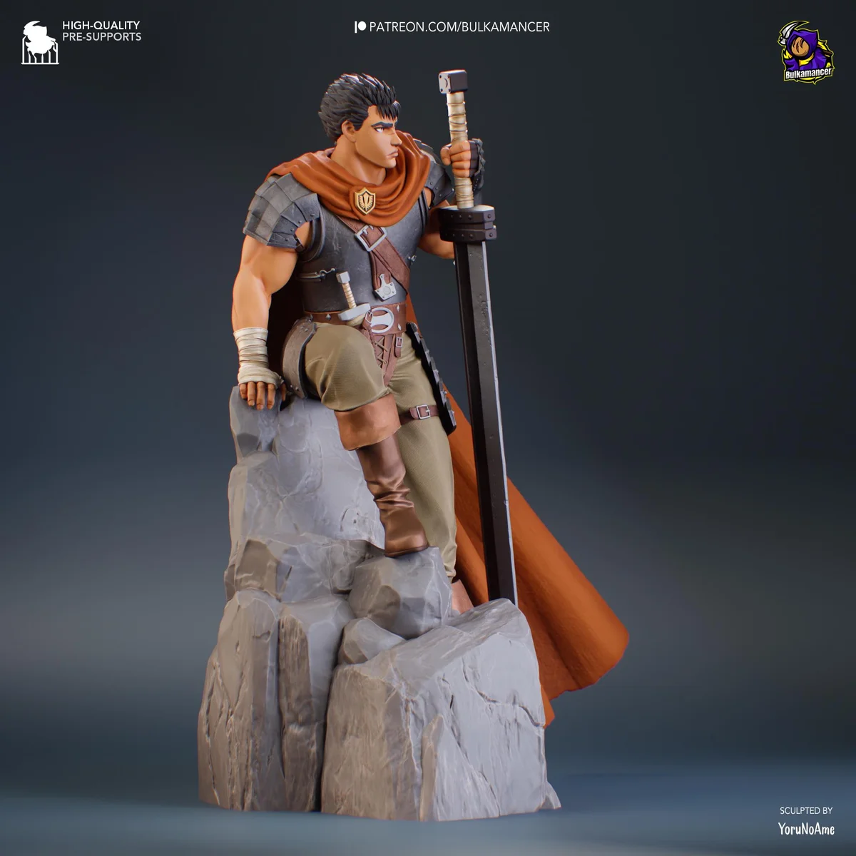 Guts Black Swordsman Band of the Hawk Knight - Berserk Golden Age Arc Unpainted Resin Figurine Kit - 1/8 Scale 263mm 10.4in - Statue — 5/10