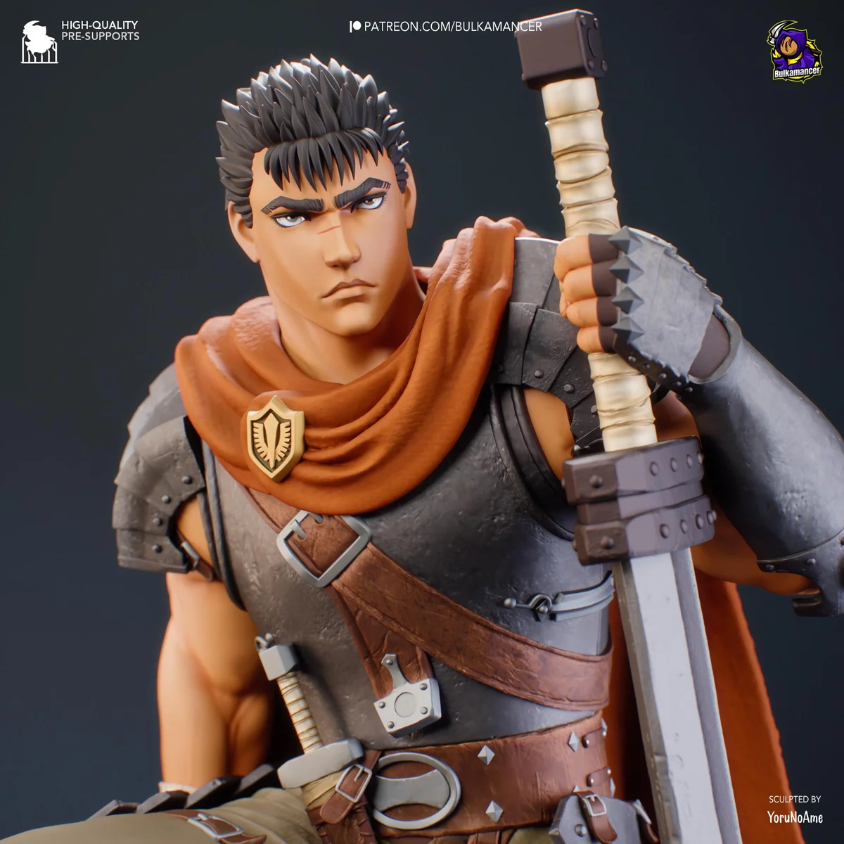 Guts Black Swordsman Band of the Hawk Knight - Berserk Golden Age Arc Unpainted Resin Figurine Kit - 1/8 Scale 263mm 10.4in - Statue — 7/10