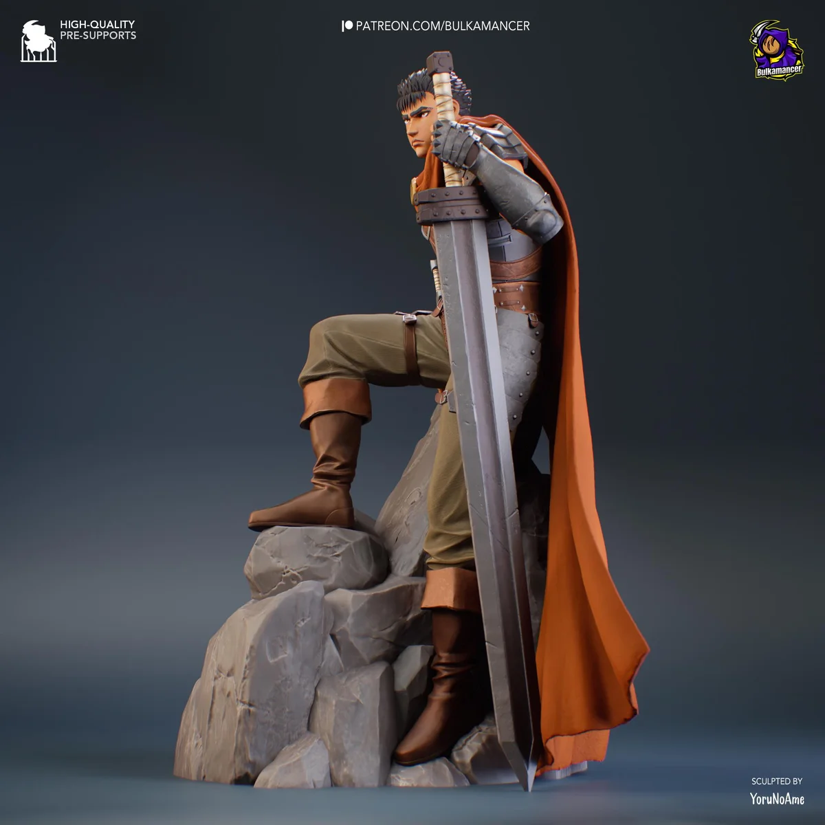 Guts Black Swordsman Band of the Hawk Knight - Berserk Golden Age Arc Unpainted Resin Figurine Kit - 1/8 Scale 263mm 10.4in - Statue — 8/10