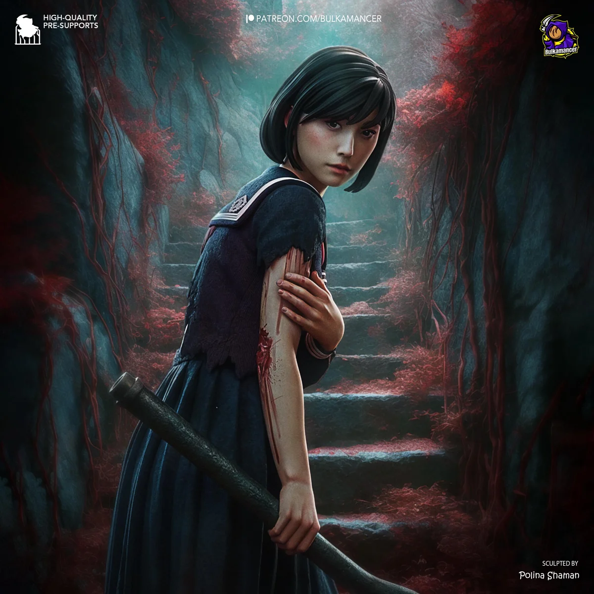 Hinako Japanese Horror - Silent Hill f Unpainted Resin Figurine Kit - 1/8 Scale 216mm 8.5in - 3D Printed Statue Fan Art — 4/10